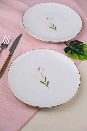 Tabak Evi Porselen Natura Çuha Altın Yaldız Pasta Tabağı 20,50cm 2 li