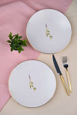 Tabak Evi Porselen Natura Salkım Altın Yaldız Pasta Tabağı 20,50cm 2 li