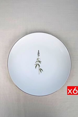 Tabak Evi Porselen Natura Salkım Altın Yaldız Servis Tabağı 24,50cm 6 lı