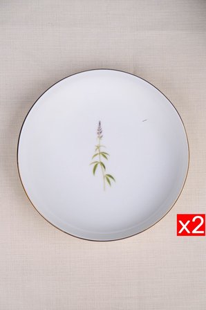 Tabak Evi Porselen Natura Salkım Altın Yaldız Çukur Tabak 18,50cm 2 li