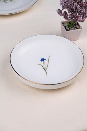 Tabak Evi Porselen Natura İris Altın Yaldız Çukur Tabak 18,50cm 6 lı