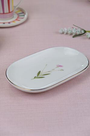 Tabak Evi Porselen Natura Çuha Altın Yaldızlı Oval Kayık Tabak 22,50x14,50x2,50cm 2 Lİ