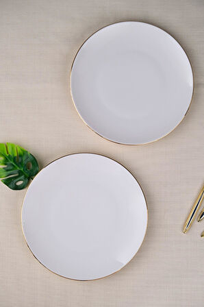 Tabak Evi Porselen Altın Yaldız Pasta Tabağı 20,50cm 2 Lİ