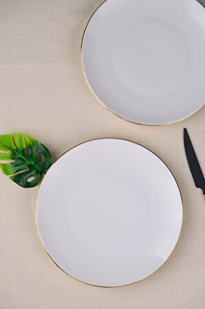 Tabak Evi Porselen Altın Yaldız Pasta Tabağı 20,50cm 2 Lİ