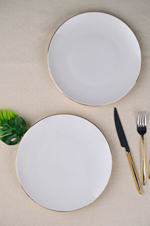 Tabak Evi Porselen Altın Yaldız Pasta Tabağı 20,50cm 2 Lİ