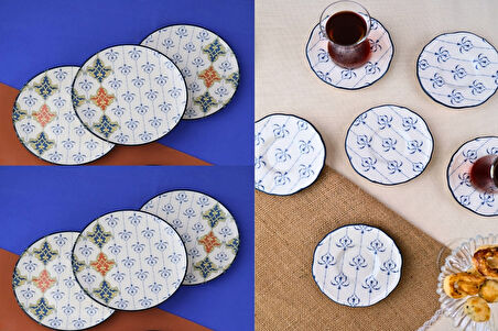 Tabak Evi Porselen Audrey 6 Kişilik Pasta Takımı 20cm ve Çay Tabak Takımı 12cm