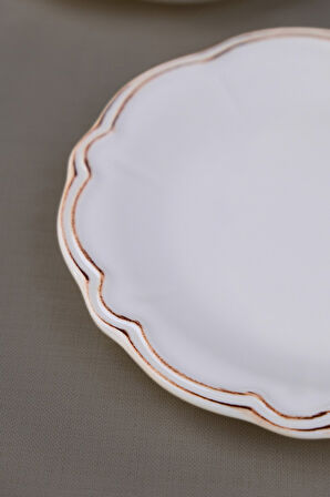 Tabak Evi Porselen Antik Stoneware Pasta Tabağı 20,50cm 6 Kişilik 6 Parça