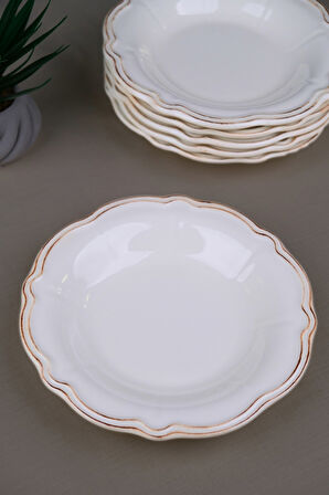 Tabak Evi Porselen Antik Stoneware Çukur Tabak 22cm 6 Kişilik 6 Parça