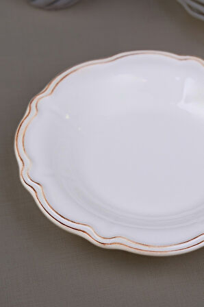 Tabak Evi Porselen Antik Stoneware Çukur Tabak 22cm 6 Kişilik 6 Parça