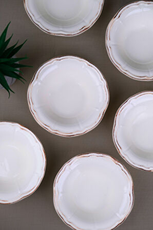 Tabak Evi Porselen Antik Stoneware Çorba Kasesi 15,50cm 6 Kişilik 6 Parça