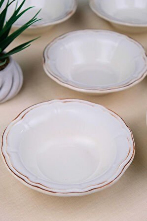 Tabak Evi Porselen Antik Stoneware Çorba Kasesi 15,50cm 6 Kişilik 6 Parça