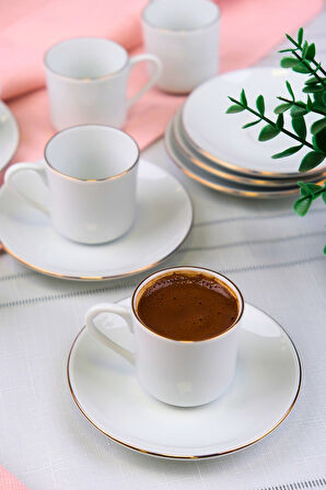 Tabak Evi Porselen Rose Altın Yaldız Kahve Fincan Takımı 70cc 6 Kişilik 12 Parça