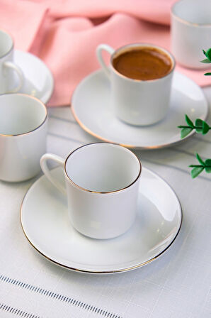 Tabak Evi Porselen Rose Altın Yaldız Kahve Fincan Takımı 70cc 6 Kişilik 12 Parça