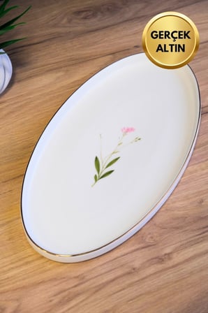 Tabak Evi Porselen Natura Çuha Altın Yaldızlı Dik Yanaklı Kayık 32,50x17x2,50cm 6 lı