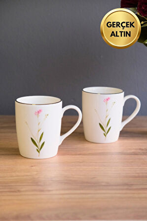 Tabak Evi Porselen Natura Çuha Kulplu Mug Kupa 9cm 220ml 2 li