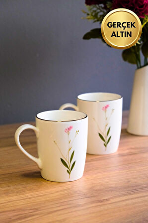 Tabak Evi Porselen Natura Çuha Kulplu Mug Kupa 9cm 220ml 2 li