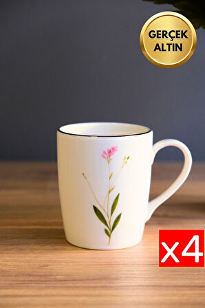 Tabak Evi Porselen Natura Çuha Kulplu Mug Kupa 9cm 220ml 4 lü