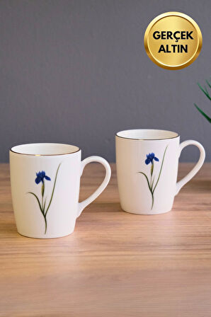 Tabak Evi Porselen Natura İris Kulplu Mug Kupa 9cm 220ml 2 li