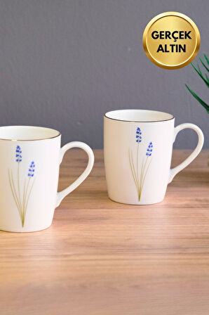 Tabak Evi Porselen Natura Lavanta Kulplu Mug Kupa 9cm 220ml 2 li