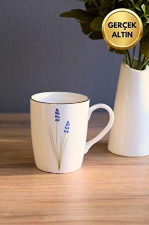 Tabak Evi Porselen Natura Lavanta Kulplu Mug Kupa 9cm 220ml 6 lı