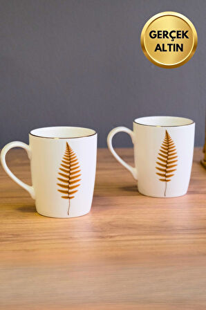 Tabak Evi Porselen Natura Fern Kulplu Mug Kupa 9cm 220ml 2 li
