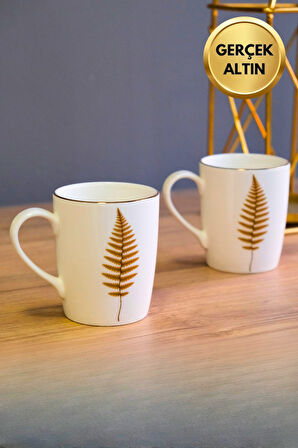 Tabak Evi Porselen Natura Fern Kulplu Mug Kupa 9cm 220ml 2 li