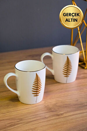 Tabak Evi Porselen Natura Fern Kulplu Mug Kupa 9cm 220ml 2 li