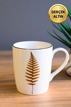 Tabak Evi Porselen Natura Fern Kulplu Mug Kupa 9cm 220ml 4 lü