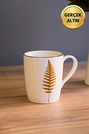 Tabak Evi Porselen Natura Fern Kulplu Mug Kupa 9cm 220ml 6 lı