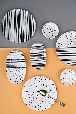 Tabak Evi Porselen Sidereal Kahvaltı ve İkram Takımı 6 Kişilik 14 Parça