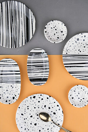 Tabak Evi Porselen Sidereal Kahvaltı ve İkram Takımı 6 Kişilik 14 Parça