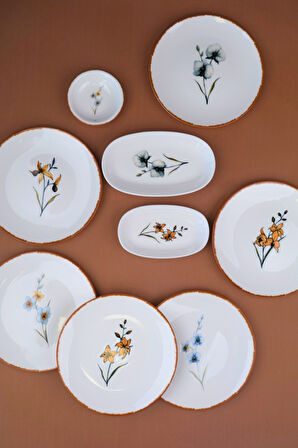 Tabak Evi Porselen Azelya Kahvaltı ve İkram Takımı 6 Kişilik 14 Parça