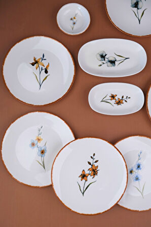 Tabak Evi Porselen Azelya Kahvaltı ve İkram Takımı 6 Kişilik 14 Parça