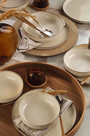 Kütahya Porselen Moderna Yemek Takımı Tarçın 24 Parça 6 Kişilik (Servis 24cm)