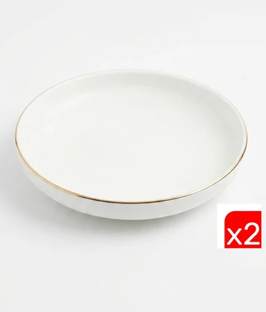 Tabak Evi Porselen Sofia Altın Yaldızlı Çukur Tabak 18,5cm 620cc 2 li