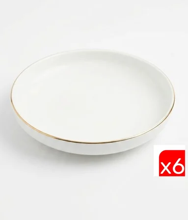 Tabak Evi Porselen Sofia Altın Yaldızlı Çukur Tabak 18,5cm 620cc 6 lı