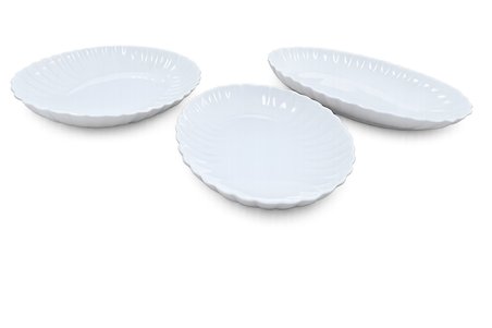 Kütahya Porselen Bone Luz Form Kayık Tabak Seti Krem 3 Parça