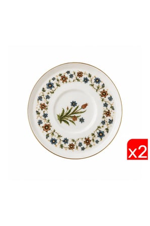 Tabak Evi Porselen Lalezar Altın Yaldızlı Çay Tabağı 12cm Taban Çapı 5cm 2 li