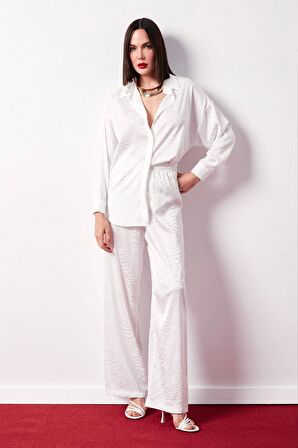 Zebra Desenli Salaş Pantolon - EKRU