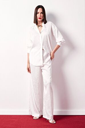 Zebra Desenli Salaş Pantolon - EKRU