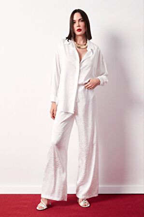 Zebra Desenli Salaş Pantolon - EKRU