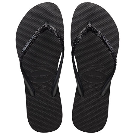 Slim Glitter II Black Dark Grey Kadın Terlik