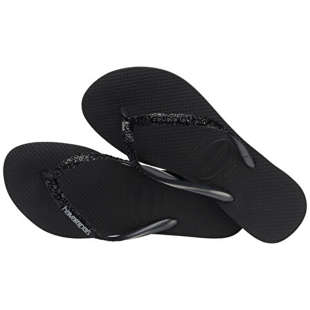Slim Glitter II Black Dark Grey Kadın Terlik