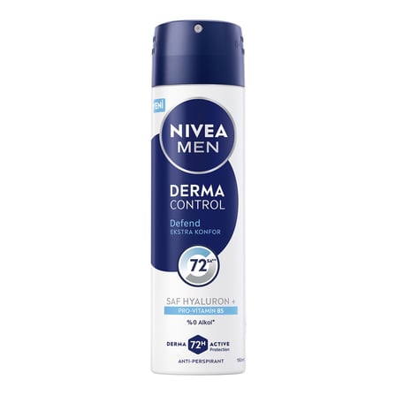 NIVEA MEN Erkek Sprey Deodorant Derma Control Defend Tahriş Karşıtı 150  Ml - 3 Adet
