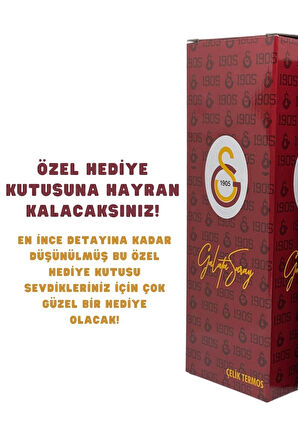 Galatasaray Orijinal Lisanslı 500ml Çift Katlı Paslanmaz Çelik Termos 8 Saat Sııcak Soğuk Kutulu