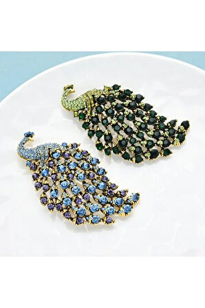 ZİRKON TAŞLI TAVUSKUŞU BROŞ