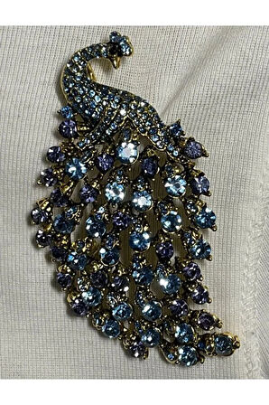 ZİRKON TAŞLI TAVUSKUŞU BROŞ