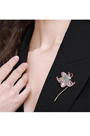 Toz Pembe Su Zambak Broş-cck-048