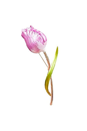 Düğün Lalesi Pembe Çiçek Broş