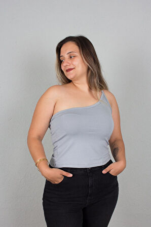 Büyük Beden Kadın Giyim Tek Omuz Body Bluz 